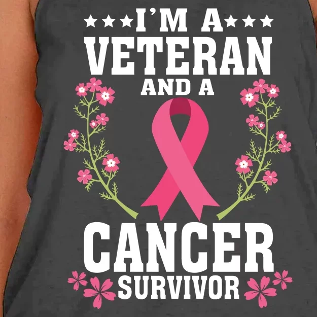 Im A Veteran An A Cancer Survivor Women's Knotted Racerback Tank