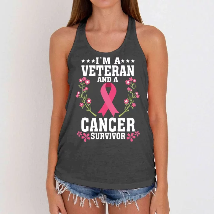 Im A Veteran An A Cancer Survivor Women's Knotted Racerback Tank