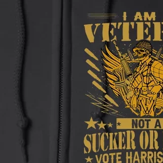 IM A Veteran Not A Sucker Or A Loser Harris Walz 2024 Full Zip Hoodie