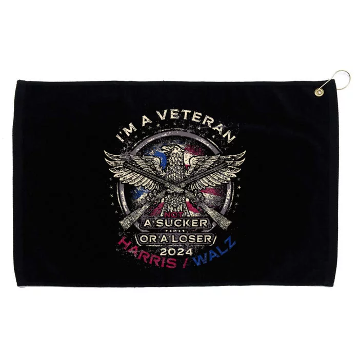 IM A Veteran Not A Sucker Or Loser Flag Harris Walz 2024 Grommeted Golf Towel