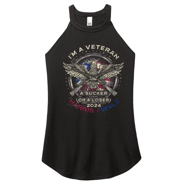 IM A Veteran Not A Sucker Or Loser Flag Harris Walz 2024 Women’s Perfect Tri Rocker Tank