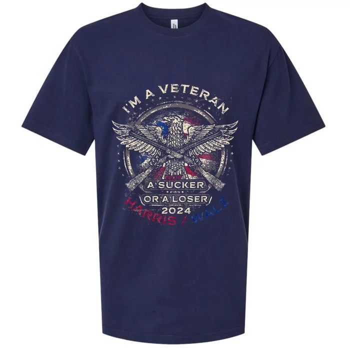 IM A Veteran Not A Sucker Or Loser Flag Harris Walz 2024 Sueded Cloud Jersey T-Shirt