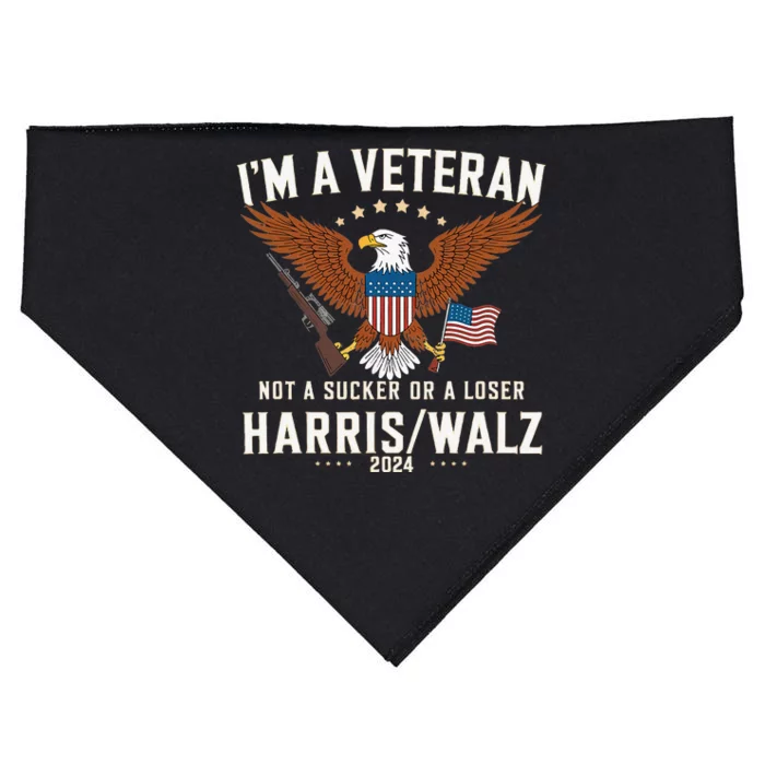 IM A Veteran Not A Sucker Or A Loser Harris Walz 2024 USA-Made Doggie Bandana