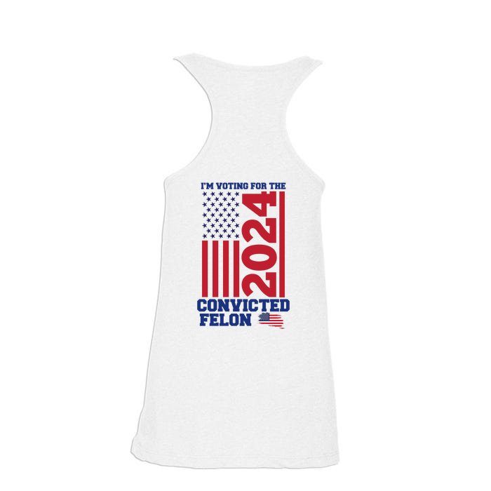 I Am Voting For The Convicted Felon Trump 2024 Usa Flag Front And Back Front & Back Ladies Essential Flowy Tank