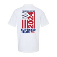 I Am Voting For The Convicted Felon Trump 2024 Usa Flag Front And Back Softstyle Adult Sport Polo