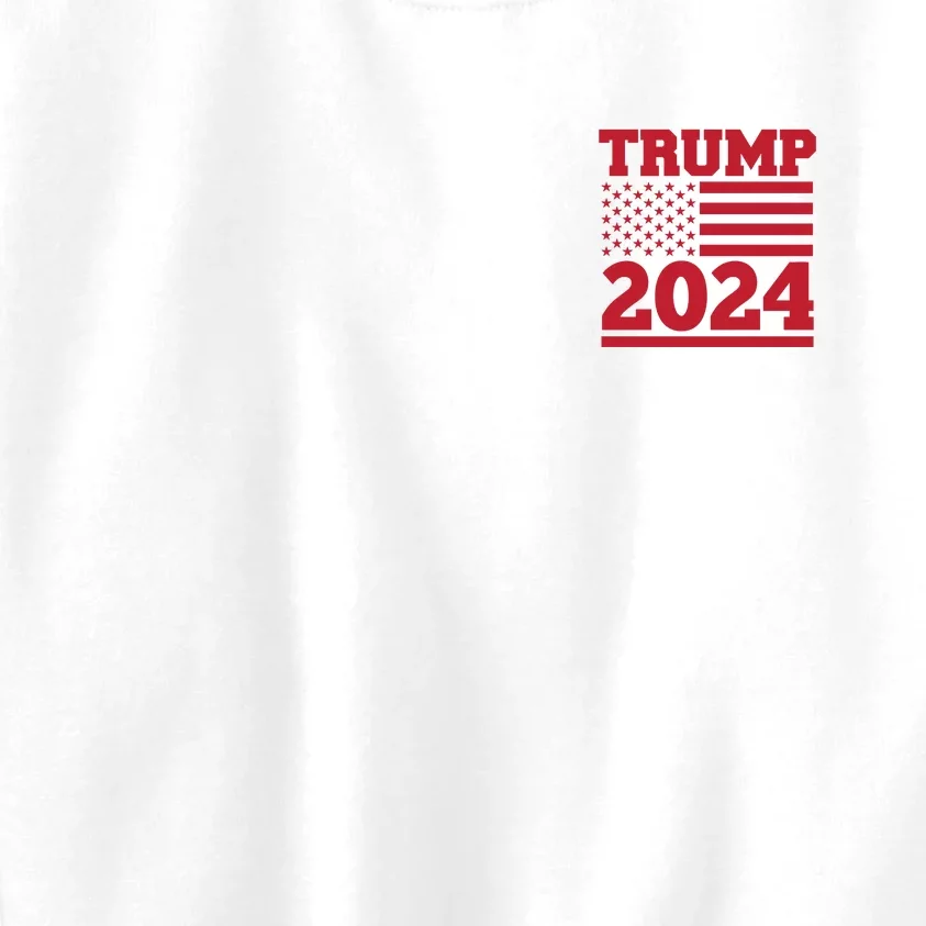 I Am Voting For The Convicted Felon Trump 2024 Usa Flag Front And Back Front & Back Kids Sweatshirt