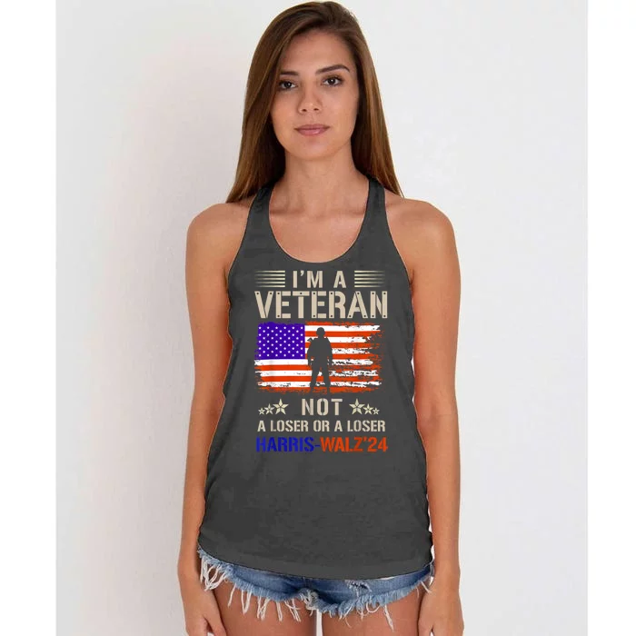 IM A Veteran Not A Sucker Or Loser Anti Trump Gift Women's Knotted Racerback Tank