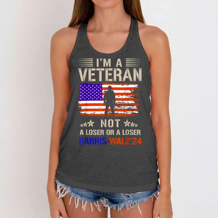 IM A Veteran Not A Sucker Or Loser Anti Trump Gift Women's Knotted Racerback Tank