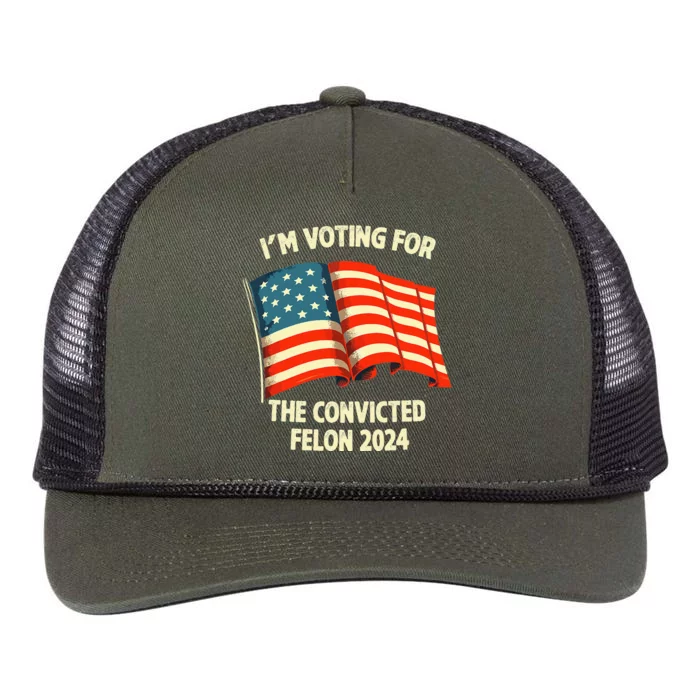 I Am Voting Convicted Felon 2024 Retro Rope Trucker Hat Cap