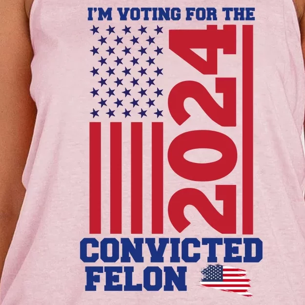 I Am Voting For The Convicted Felon Donald Trump 2024 Usa Flag Women's Knotted Racerback Tank