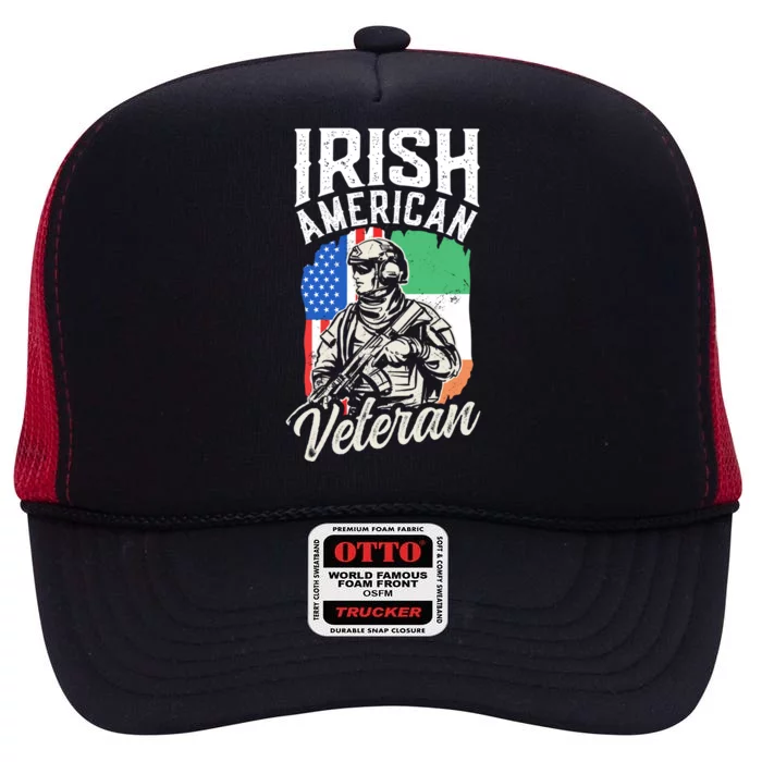 Irish American Veteran Roots Family Ireland Us Usa America Funny Gift High Crown Mesh Trucker Hat