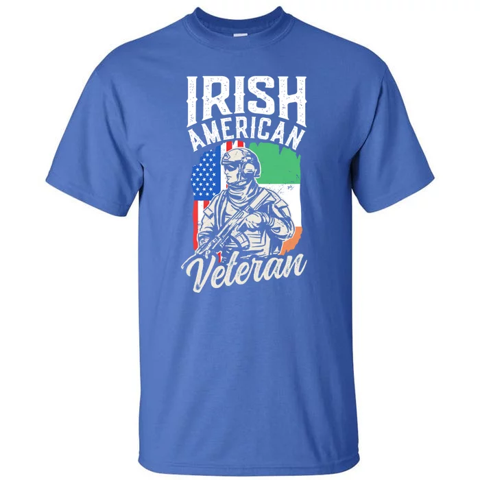 Irish American Veteran Roots Family Ireland Us Usa America Funny Gift Tall T-Shirt