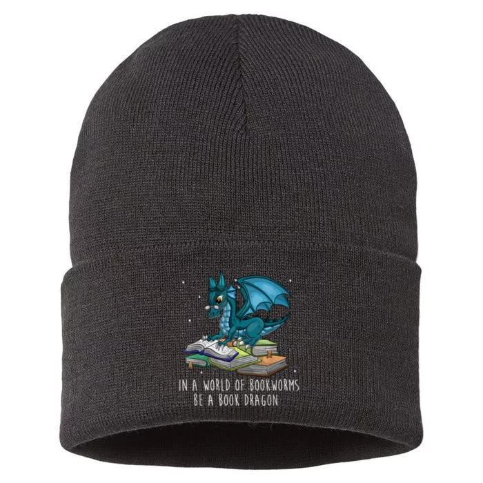 In A World Full Of Bookworms Be A Book Dragon Sustainable Knit Beanie