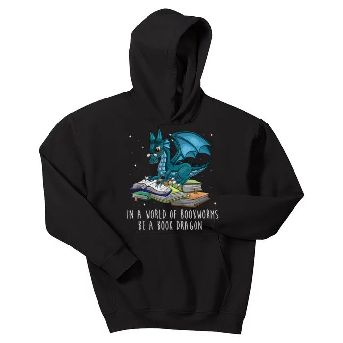 In A World Full Of Bookworms Be A Book Dragon Kids Hoodie