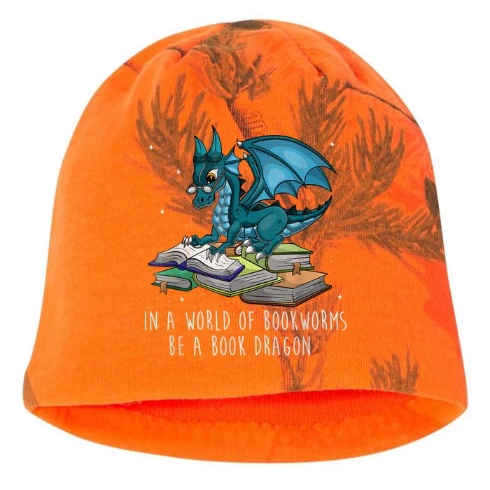 In A World Full Of Bookworms Be A Book Dragon Kati - Camo Knit Beanie