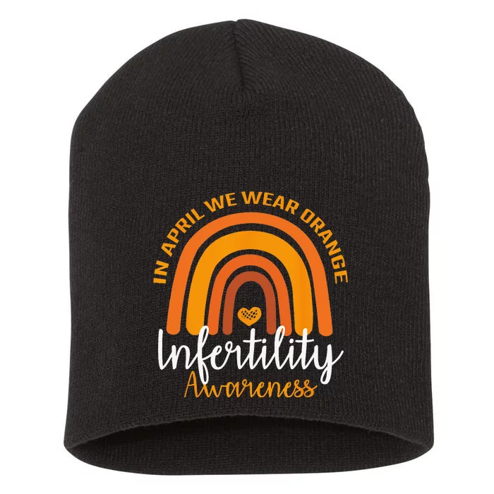 In April We Wear Orange Infertility Awareness Week Rainbow Short Acrylic Beanie