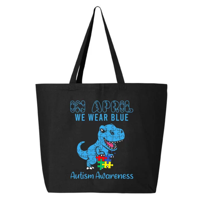 In April We Wear Blue Autism Awareness Dinosaur 25L Jumbo Tote