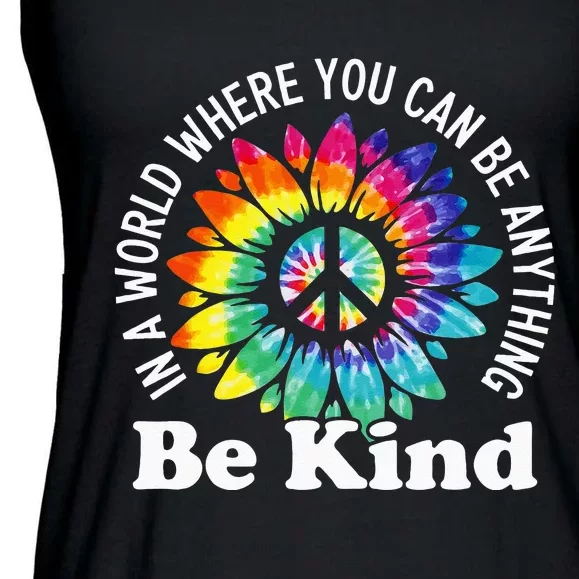 In A World Where You Can Be Anything Be Kind Sign Language Ladies Essential Flowy Tank