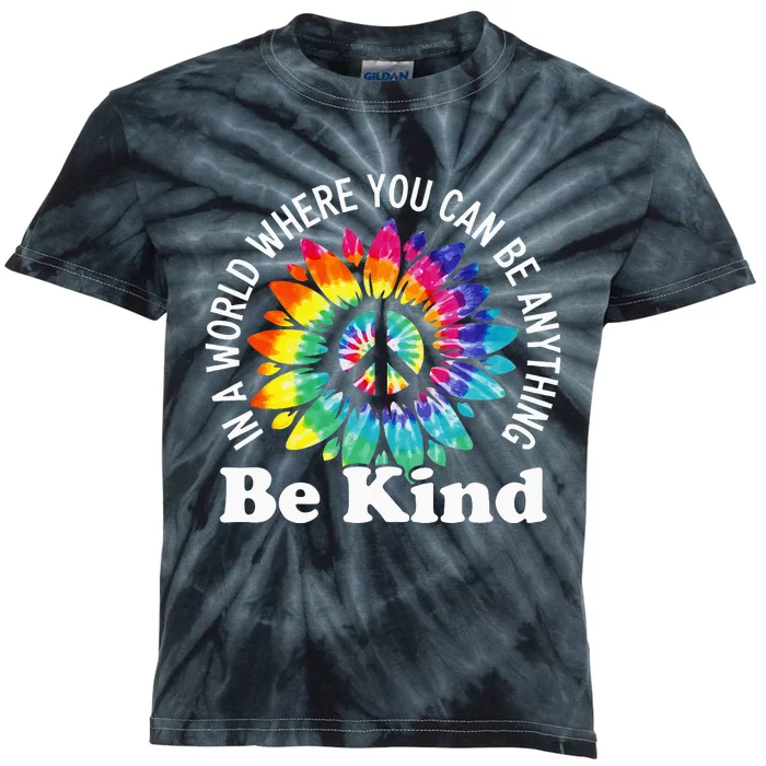 In A World Where You Can Be Anything Be Kind Sign Language Kids Tie-Dye T-Shirt