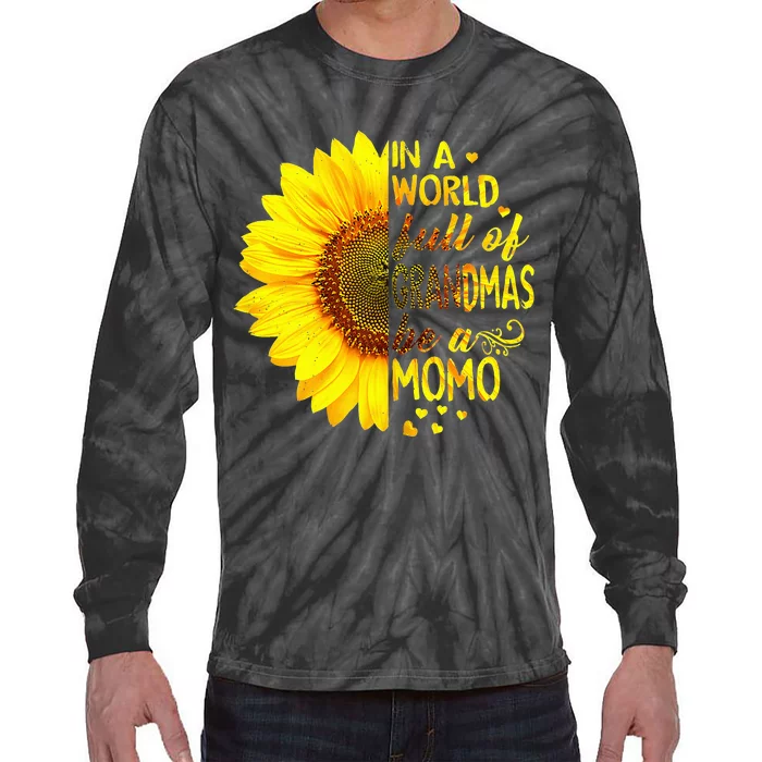 In A World Full Of Grandmas Be MoMo Sunflower Tie-Dye Long Sleeve Shirt