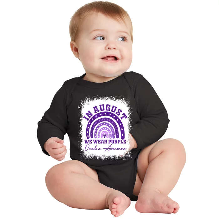 In August We Wear Purple Overdose Awareness Baby Long Sleeve Bodysuit