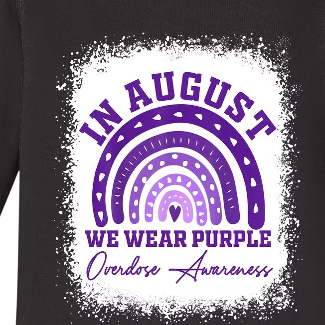 In August We Wear Purple Overdose Awareness Baby Long Sleeve Bodysuit