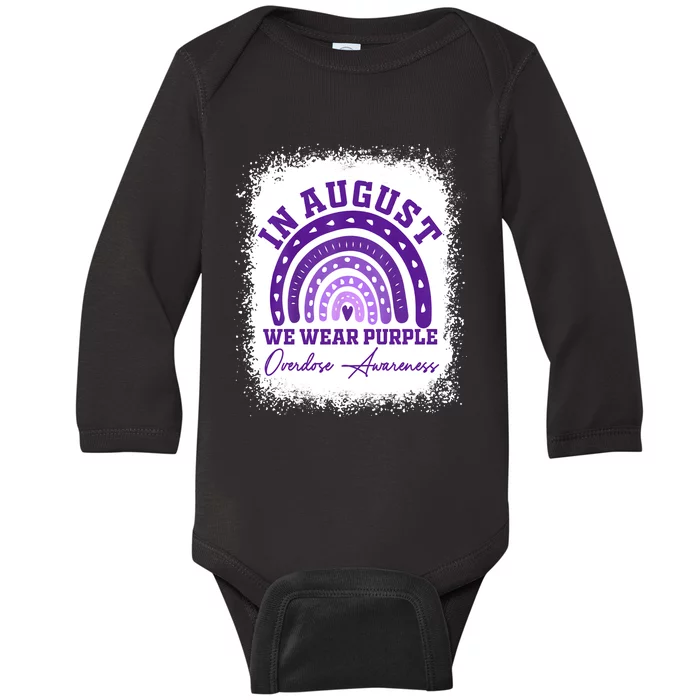 In August We Wear Purple Overdose Awareness Baby Long Sleeve Bodysuit