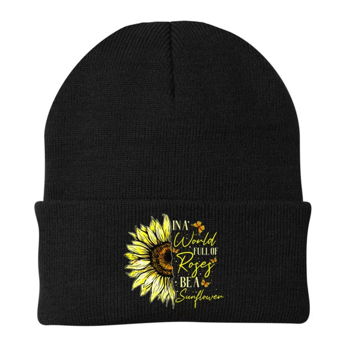 In a World Full of Roses Be a Sunflower Cute Graphic Knit Cap Winter Beanie