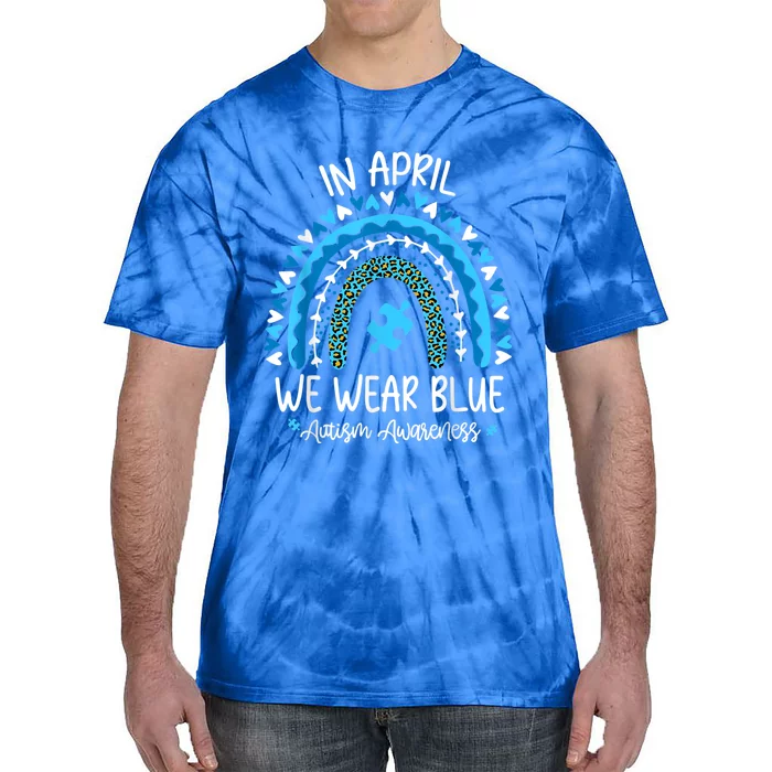 In April We Wear Blue Rainbow Autism Awareness Month Matching Family Tie-Dye T-Shirt