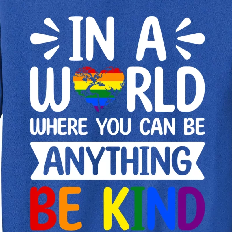 In A World Where You Can Be Anything Be Kind Lgbtq Ally Gift Tall Sweatshirt