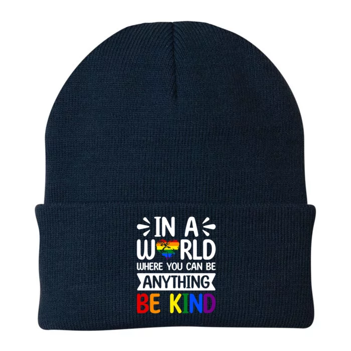 In A World Where You Can Be Anything Be Kind Lgbtq Ally Gift Knit Cap Winter Beanie