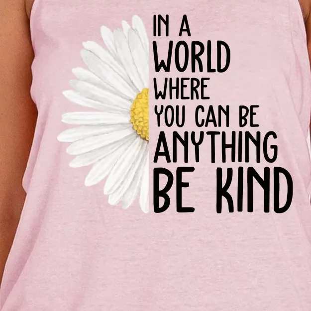 In A World Where You Can Be Anything Be Kind Sunflower Anti Bullying Women's Knotted Racerback Tank