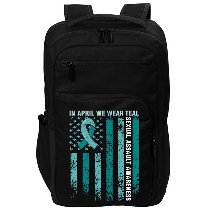 In April We Wear Teal Sexual Assault Awareness Impact Tech Backpack