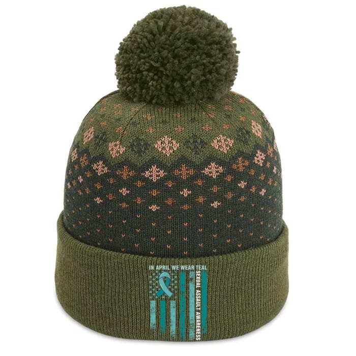 In April We Wear Teal Sexual Assault Awareness The Baniff Cuffed Pom Beanie