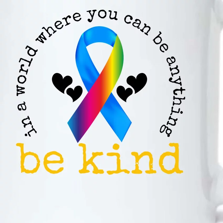 In A World Where You Can Be Anything Be Kind Autism Awareness Ribbon Black Color Changing Mug