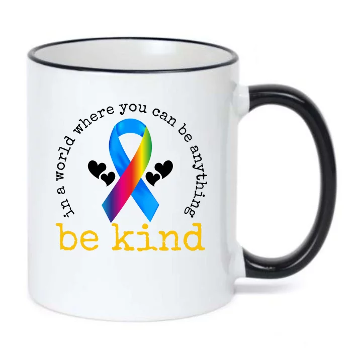 In A World Where You Can Be Anything Be Kind Autism Awareness Ribbon Black Color Changing Mug