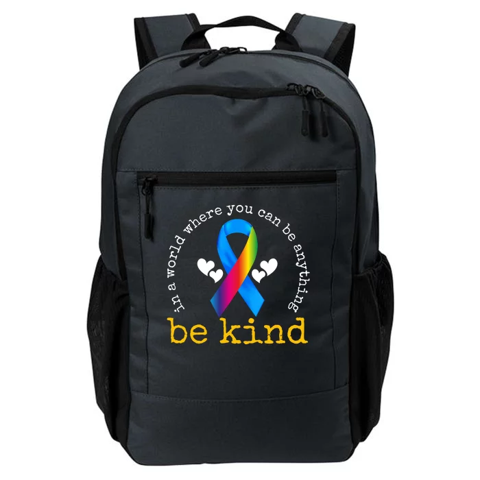 In A World Where You Can Be Anything Be Kind Autism Awareness Ribbon Daily Commute Backpack