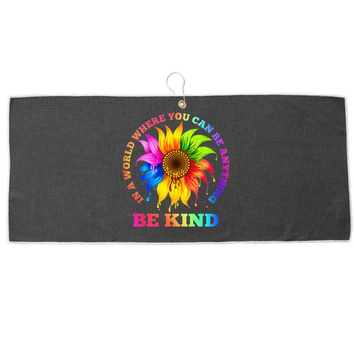 In A World Where You Can Be Anything BE KIND LGBT Rainbow Large Microfiber Waffle Golf Towel