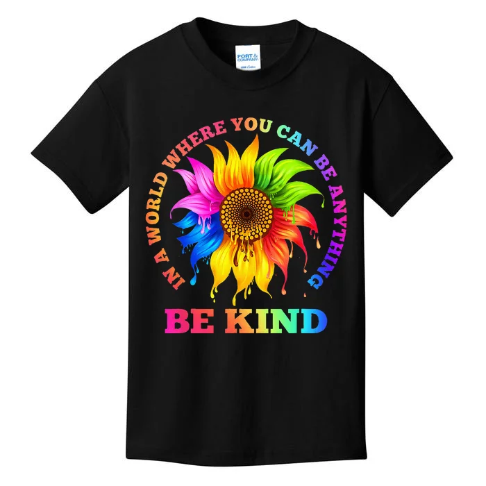 In A World Where You Can Be Anything BE KIND LGBT Rainbow Kids T-Shirt