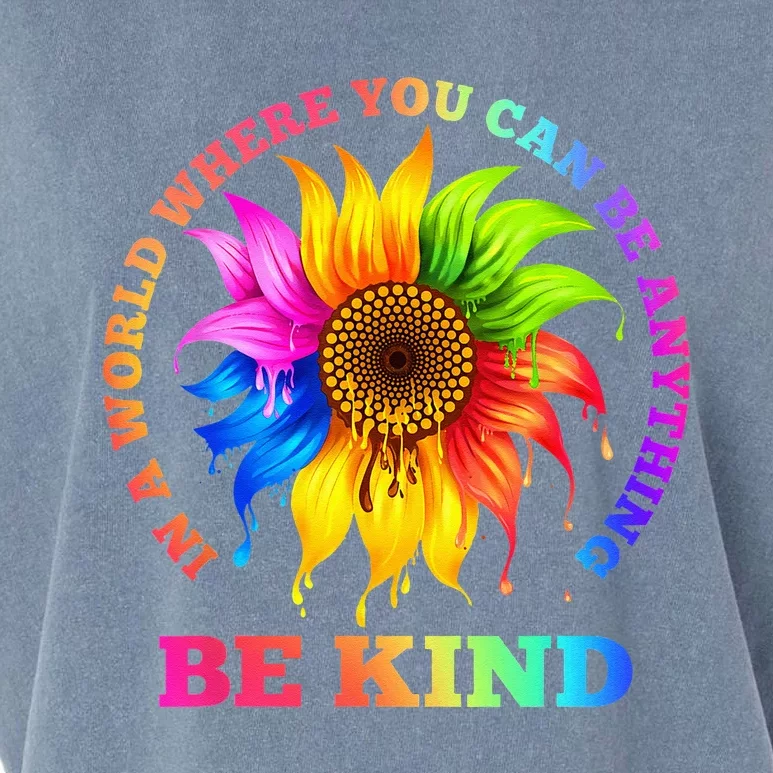 In A World Where You Can Be Anything BE KIND LGBT Rainbow Garment-Dyed Women's Muscle Tee