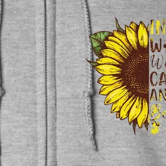 In A World Where You Can Be Kind Autism Sunflower Full Zip Hoodie