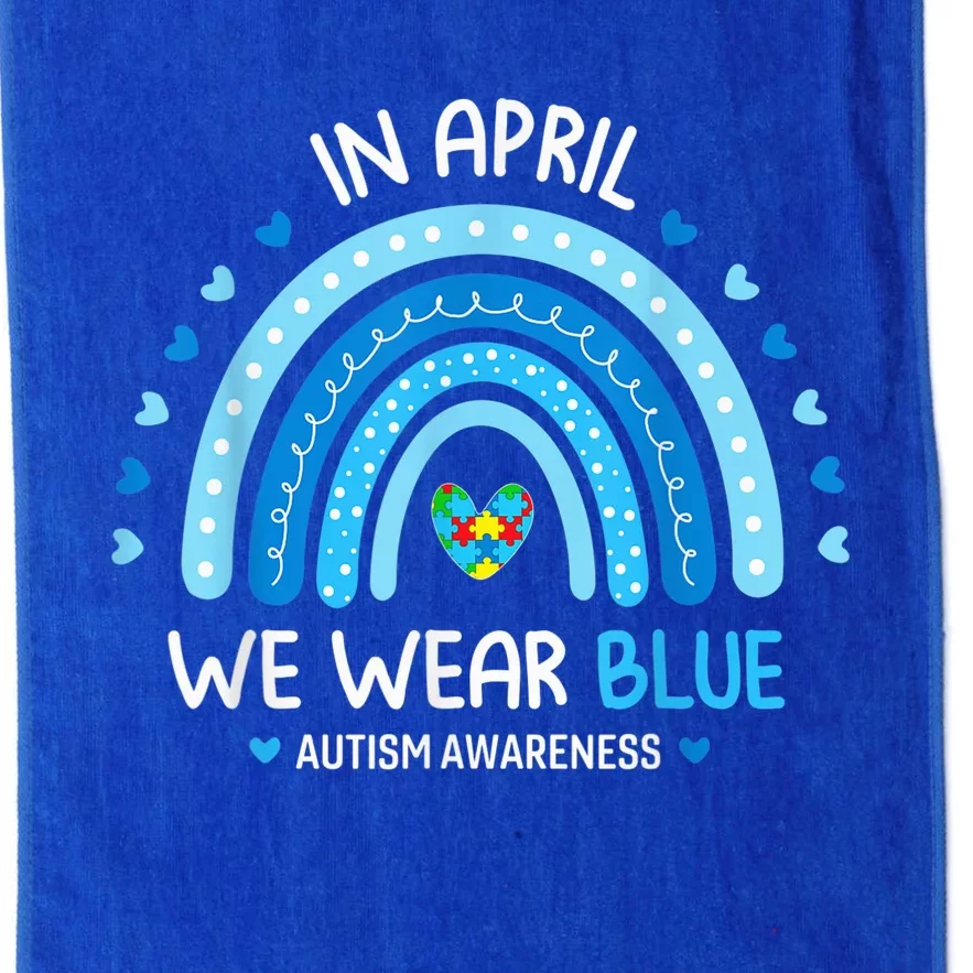 In April We Wear Blue Rainbow Autism Awareness Puzzle Love Platinum Collection Golf Towel