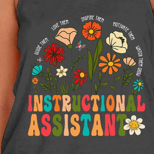 Instructional Assistant Wildflowers Teacher Aide Women's Knotted Racerback Tank