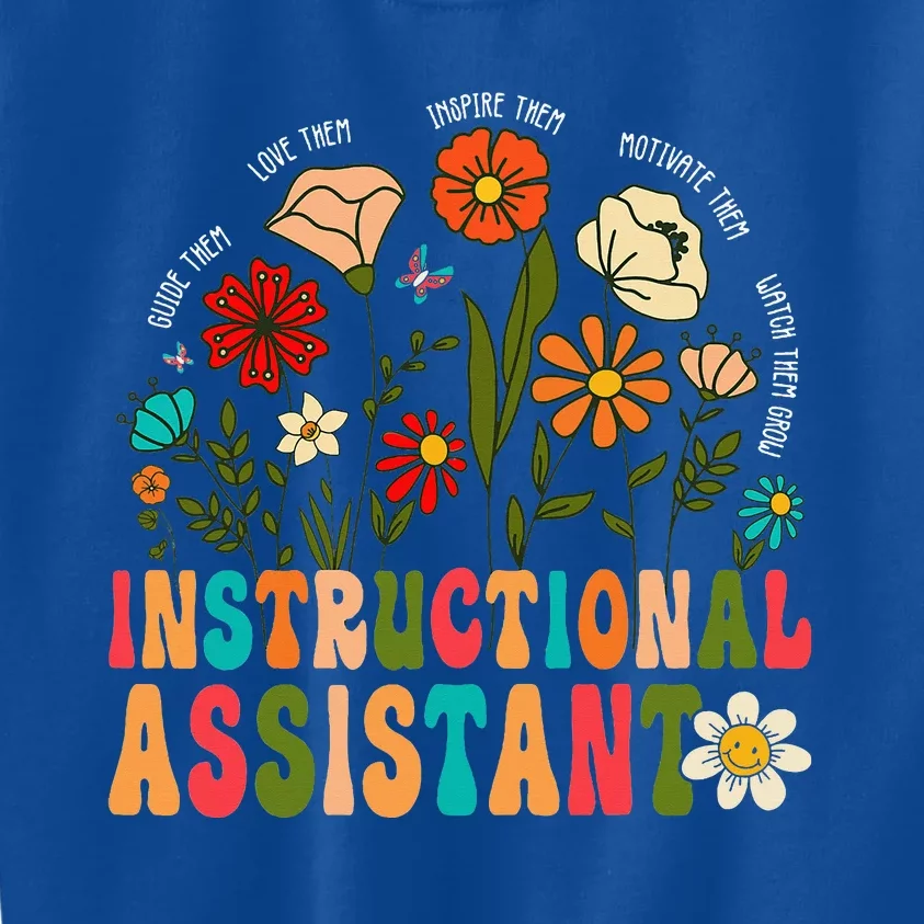 Instructional Assistant Wildflowers Teacher Aide Kids Sweatshirt