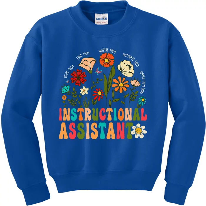 Instructional Assistant Wildflowers Teacher Aide Kids Sweatshirt