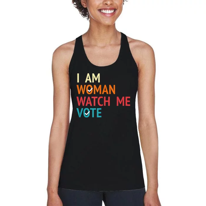 I Am Woman Watch Me Vote Kamala Harris 2024 Women's Racerback Tank