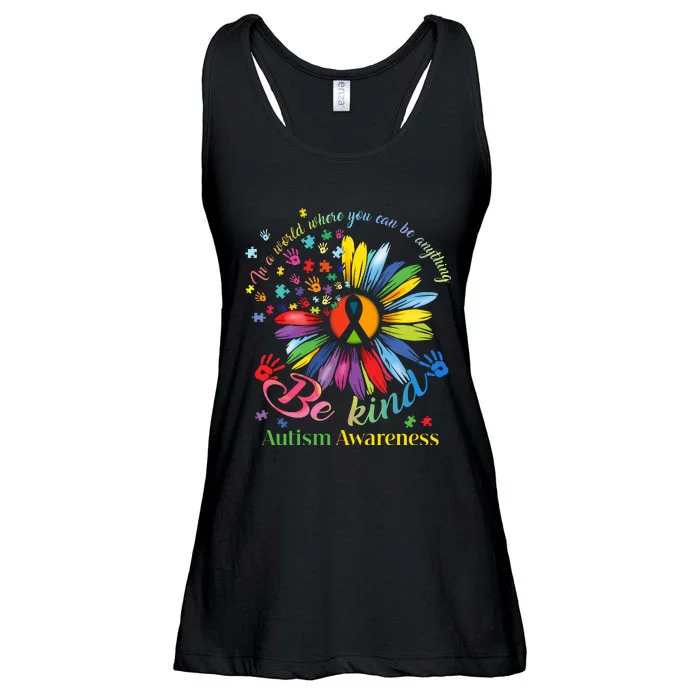 In A World Where You Can Be Anything Be Kind Autism Awareness Ladies Essential Flowy Tank