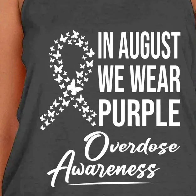 In August We Wear Purple Overdose Awareness Month Women's Knotted Racerback Tank