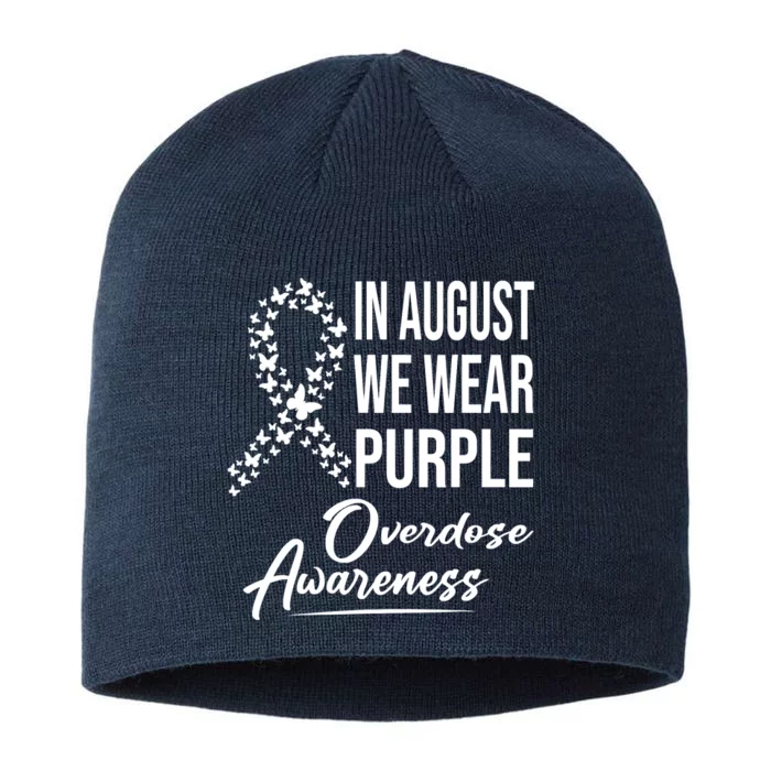 In August We Wear Purple Overdose Awareness Month 8 1/2in Sustainable Knit Beanie