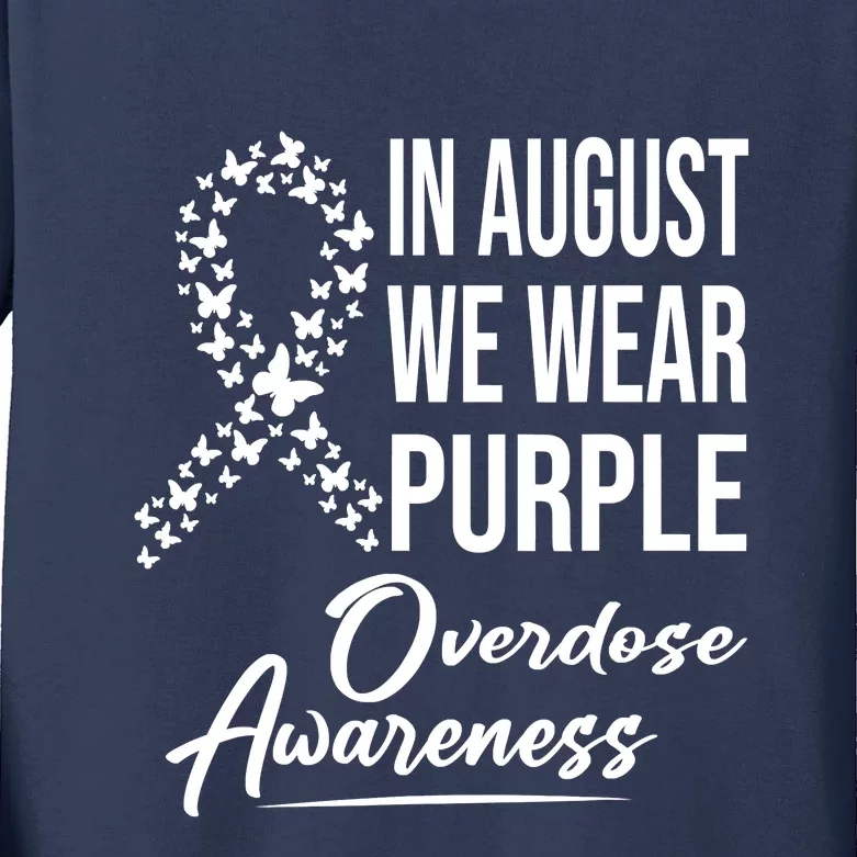 In August We Wear Purple Overdose Awareness Month Kids Long Sleeve Shirt